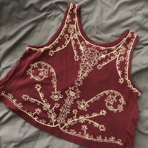Never worn!! Embroidered crop top
